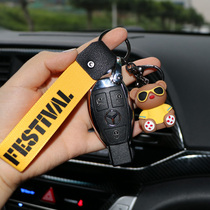 Car keychain female ins cute net red pendant Cartoon couple creative bear car lanyard key ring chain
