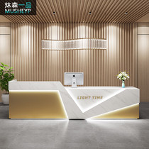  Simple and modern company reception desk Light luxury beauty salon bar Bar Hotel sales department Clothing store Cashier table