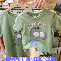 A family of four summer clothes mother and child mother women foreign style cotton dinosaur children short sleeve T-shirt 2020 New