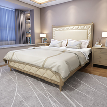 American light luxury full solid wood bed 1 8m double bed main bedroom with wedding bed modern high box storage bed genuine leather bed princess bed