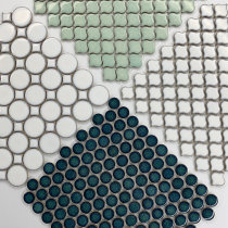 Kiln button mosaic tiles Nordic round floor tiles American country style kitchen bathroom balcony tiles