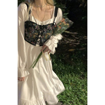 DREAM SEVEN77 white dress dress women dress 2022 spring new French style square collar Long sleeves dress temperament