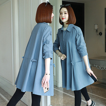 Windbreaker womens medium-long 2021 spring and autumn new loose large size 40-year-old mother cotton thin cape coat top