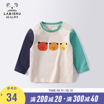 Rabbi Tree Childrens Wear Boy Long Sleeve T-shirt 2021 Spring and Autumn Children Cotton Top Baby T-shirt