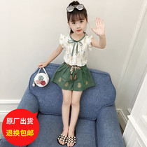 Girl Suit Summer Dress 2022 New Fashion Foreign Air Children Little Girl Short Sleeve Shorts Two Sets Pure Cotton Tide