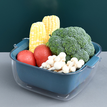 Double Layer Drain Basket Domestic Net Red Fruit Pan Kitchen Wash Vegetable Basin Living-room Plastic Naughty Basket Containing Vegetable Basket