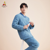 Mexican scarecrow pajamas mens winter homewear suit three-layer velvet thickened long-sleeved pajamas flannel