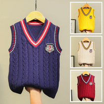 Childrens waistcoat baby sweater autumn winter Childrens wool vest boy knitted vest girl gfloss clothes class clothes