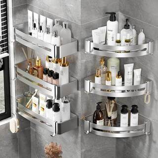 Punch-free toilet bathroom triangle shelf wall-mounted toilet bathroom bath sink wall storage