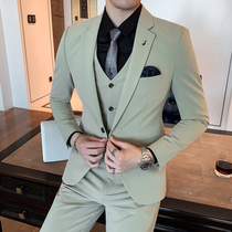 2021 spring and autumn casual suit three-piece fashion Korean youth slim British style suit suit suit men handsome