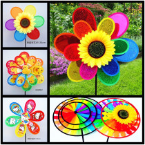 Big windmill childrens double-layer windmill color cartoon windmill decoration outdoor rotating ornaments DIY toys