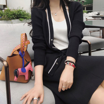  2020 new sweater cardigan spring and autumn knitted jacket female Korean loose lazy style wild black long-sleeved top