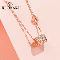 Normanjie neckladies female kock chain rose gold pendant decoration personality of the piece of the sky bead is a little brutal waist crash