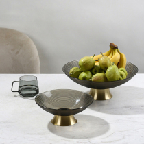 Light luxury glass fruit plate living room household coffee table Net red American retro tray snacks candy ornaments Y