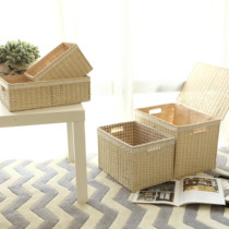 Straw storage box large storage box without cover preparation basket wardrobe finishing box clothing toys woven basket simple