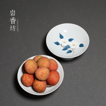 Yan Xiangfang hand-painted Camellia high-footed creative ceramic fruit plate Japanese high-footed sashimi tray tea dish ornaments
