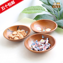 Classical round wooden fruit plate Fruit basket Home desktop snack melon seeds dried fruit plate tray candy small plate