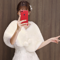 Bridal wedding wool shawl winter new white warm cloak elegant dress cloak wedding banquet coat female