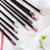 Dream - dream Japanese nail chopsticks household chopsticks with chopsticks creative daily chopsticks solid wood couple chopsticks