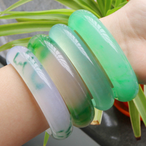 Rare edge ice seed floating flower jade bracelet jade color quartz rock jade bracelet floating sun green without crack large size multi size
