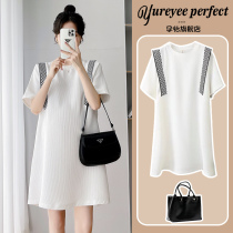 Pregnant woman dress with dress and summer clothes large code Chauga with short sleeves Huafug blouse small sub pregnant woman skirt Summer