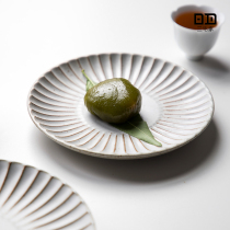 Miyake family Japanese handmade coarse pottery flat plate fruit plate Jingdezhen household Zen Kung Fu tea dry tea plate Salad plate