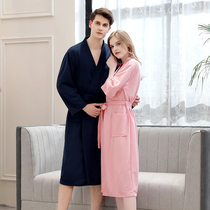 Day Series Thin lovers sleepwear womens spring and autumn hotel sleepwear mens big code loose waffle waffle bathrobe summer