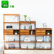 Bookshelf multi-layer retro storage floor floor with drawer simple modern children student bookcase solid wood bamboo minimalist dormitory