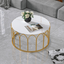 Nordic light luxury Rock Board coffee table small apartment modern simple living room home Net red ins marble round coffee table