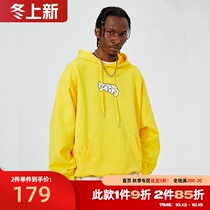 ZONOS 2021 New hooded sweater mens trend simple casual loose print wild cotton pullover top