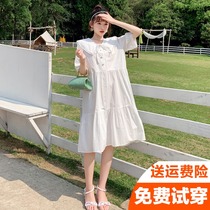 Pregnant women summer dress foreign style out of the long dress Summer short sleeve fashion loose version of the skirt tide hot mom personality
