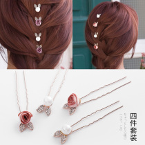 Four-piece set comb hair accessories Korean version of temperament rhinestone plate hair hairpin decorative clip hairpin Lady headwear flower top clip