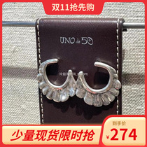 Limited specials Spain niche Tide brand UNOde50 fan shell earrings feathers handmade Europe and America INS
