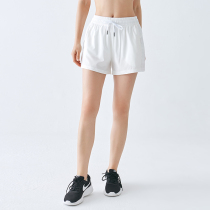 Cat man sports fitness anti-light shorts women running training outside wear fake two pieces of net gauze white summer quick-drying pants