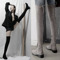 Boots Women over the knee 2019 new autumn flat-bottomed high skinny boots do not drop tube elastic boots plus