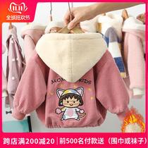 Girl Autumn Winter Clothing Coat 2022 New Nets Red Ocean Air Children Spring Autumn Season Women Baby Light Covet suede thickened