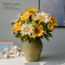 Nordic retro oil painting simulation sunflower bouquet Sun Flower living room decoration fake flower decoration simulation flower decoration