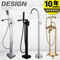 Kashitto full copper cold and hot floor bathtub faucet independent cylinder side faucet bathroom barrel floor shower set