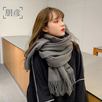 Scarf female autumn winter pure color of cashmere literary and art hundred Chinese red long spring and autumn air conditioning room warm shawl