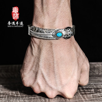 Luxury encounter Takahashi SGEYUGOROS opening sterling silver bracelet male tide personality couple bracelet female retro custom