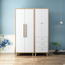 Nordic wardrobe solid wood modern simple assembly two-door small apartment simple board wardrobe home bedroom cabinet
