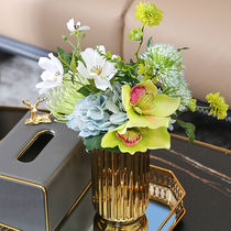 Nordic light luxury medium gold pottery porcelain vase homestay model room home living room simulation flower countertop decoration ornaments