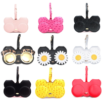 ins Cute girl sunglasses case Portable anti-pressure leather protective clip Protective mirror bag hanging decoration storage sunglasses bag