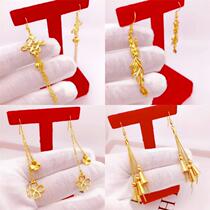 Zhou Dafu Huanmei 18K Gold Earrings Girl Long Earline 16K Real Gold Eardrop Women 100 hitch never to fall