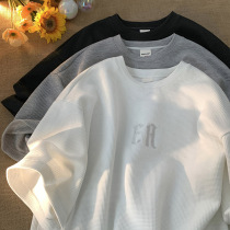 Big code Huffg short sleeve t-shirt female summer design sensation small crowd 50% sleeve Korean version loose and fat mm half sleeve blouse