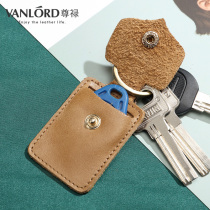 Keychain Mens leather mini car key ring creative handmade personality retro cowhide access card protective cover