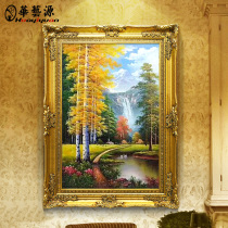 Huayiyuan European master hand-painted landscape oil painting porch decorative painting aisle vertical version dining room hanging painting living room murals