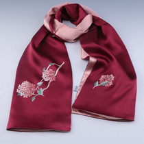 Su embroidery hand embroidered scarf silk scarf high-end double-sided 100% mulberry silk autumn and winter Chinese style overseas gifts