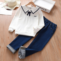 Girls clothing suit Spring loaded with 2022 new tides Spring and spring Spring Mid-autumn CUHK Scout Red Ocean Casual Child Clothing