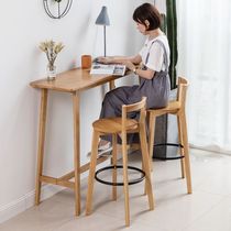 Balcony bar table window integrated dining table Nordic home living room solid wood partition small apartment long bar table